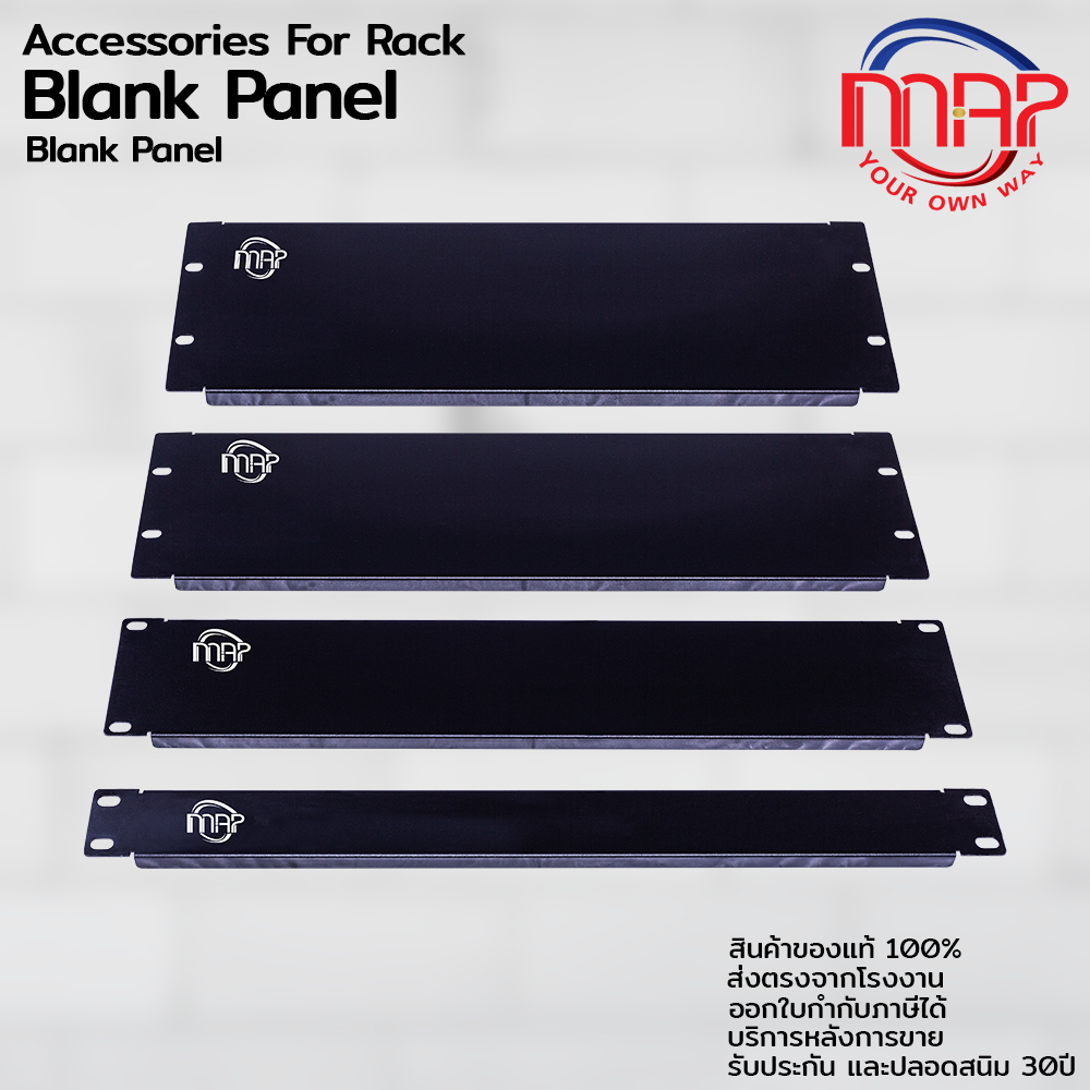 MAP RACK Blank Panel (สีดำ) แผ่นปิดช่องว่างหน้าตู้ RACK (แถมชุดน็อต)
