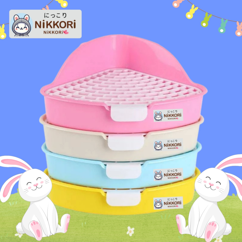 ห้องน้ำสัตว์เลี้ยง NIKKORI (นิคโคริ) ห้องน้ำกระต่าย,หนูแฮมสเตอร์,กระรอก,ชินชิล่า ทรงสามเหลี่ยม, เข้ามุม { ส่งจากไทย }