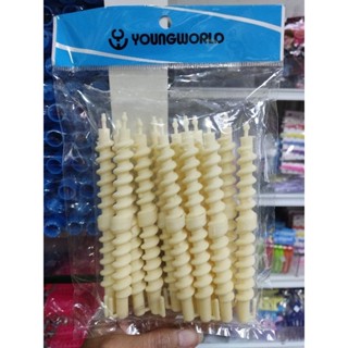 ยังเวิร์ล แกนดัดผม แกนเกลียวโปเต้ สีครีม (1 แพ็คมี 12 ชิ้น)