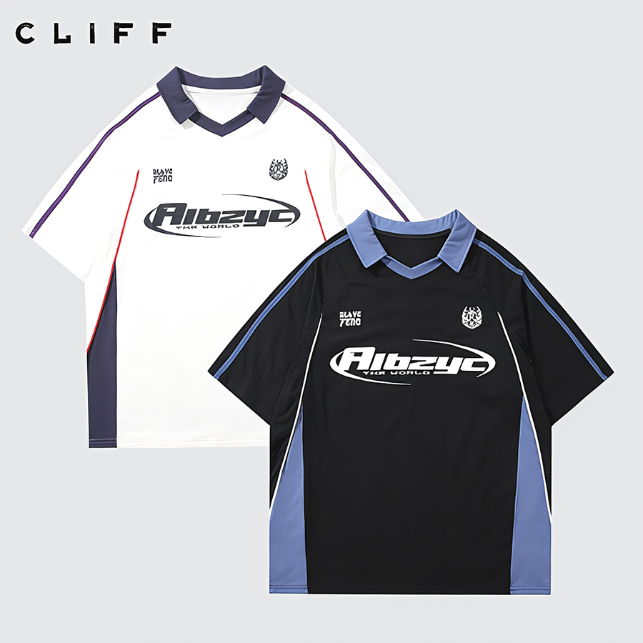 CLIFF สไตล์อเมริกันวินเทจ เสื้อยืดแขนสั้น ฤดูร้อนปี2025 สไตล์สปอร์ต หลวมแมทช์ลุคง่าย