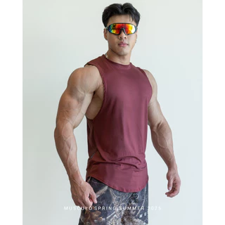 Musculo เสื้อกล้ามเล่นยิม ทรงยาวชายโค้งเปิดปีก