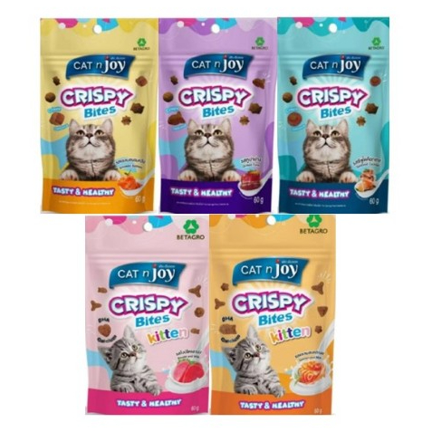 Cat N Joy Crispy Bites คริสปี้ไบทส์ แค็ทเอ็นจอย ขนาด60g.*โปรดอ่านรายละเอียดก่อนสั่งซื้อ