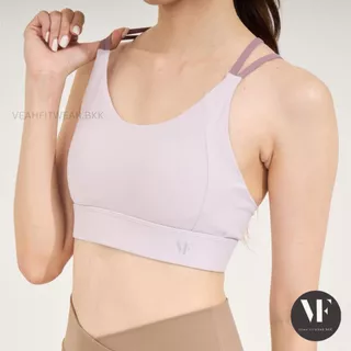 VF-Laila Bra: Sportbra (สปอร์ตบรา) บรา ชุดออกกำลังกาย โยคะ พิลาทิส แต่งสายคู่สีทูโทน บราเย็บติด