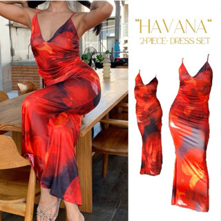 Matha.Store - เดรสละติน 2 ชิ้น เสื้อสายเดี่ยว กระโปรงยาว [ส่…