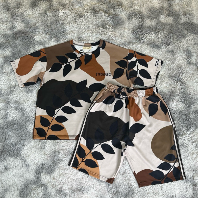 KB333-50  ชุดเซ็ทขา 3 ส่วน  อก 50“ ผ้าสกูบ้า พิมพ์ลายทรงสวย