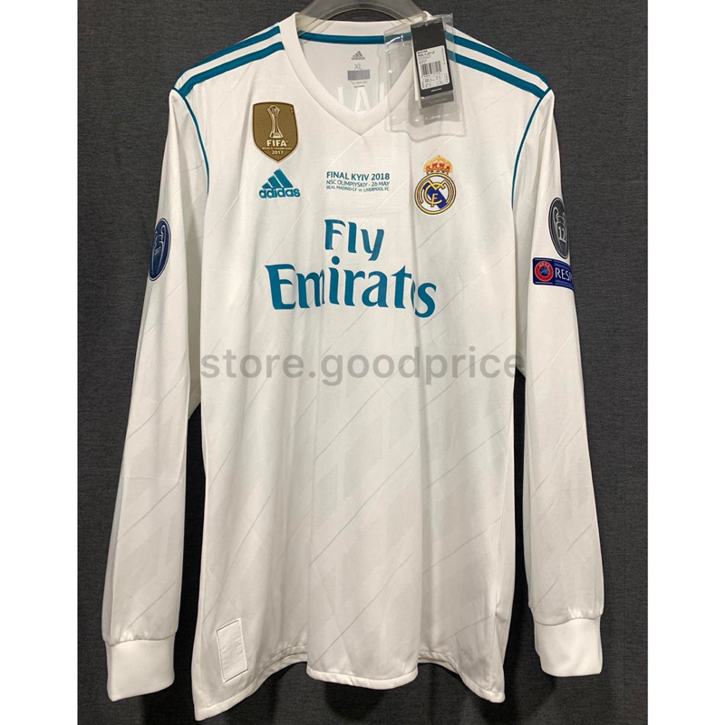 เสื้อบอล Real Madrid 17/18 แฟนบอล แขนยาว full Ronaldo UCL ป้ายห้อย