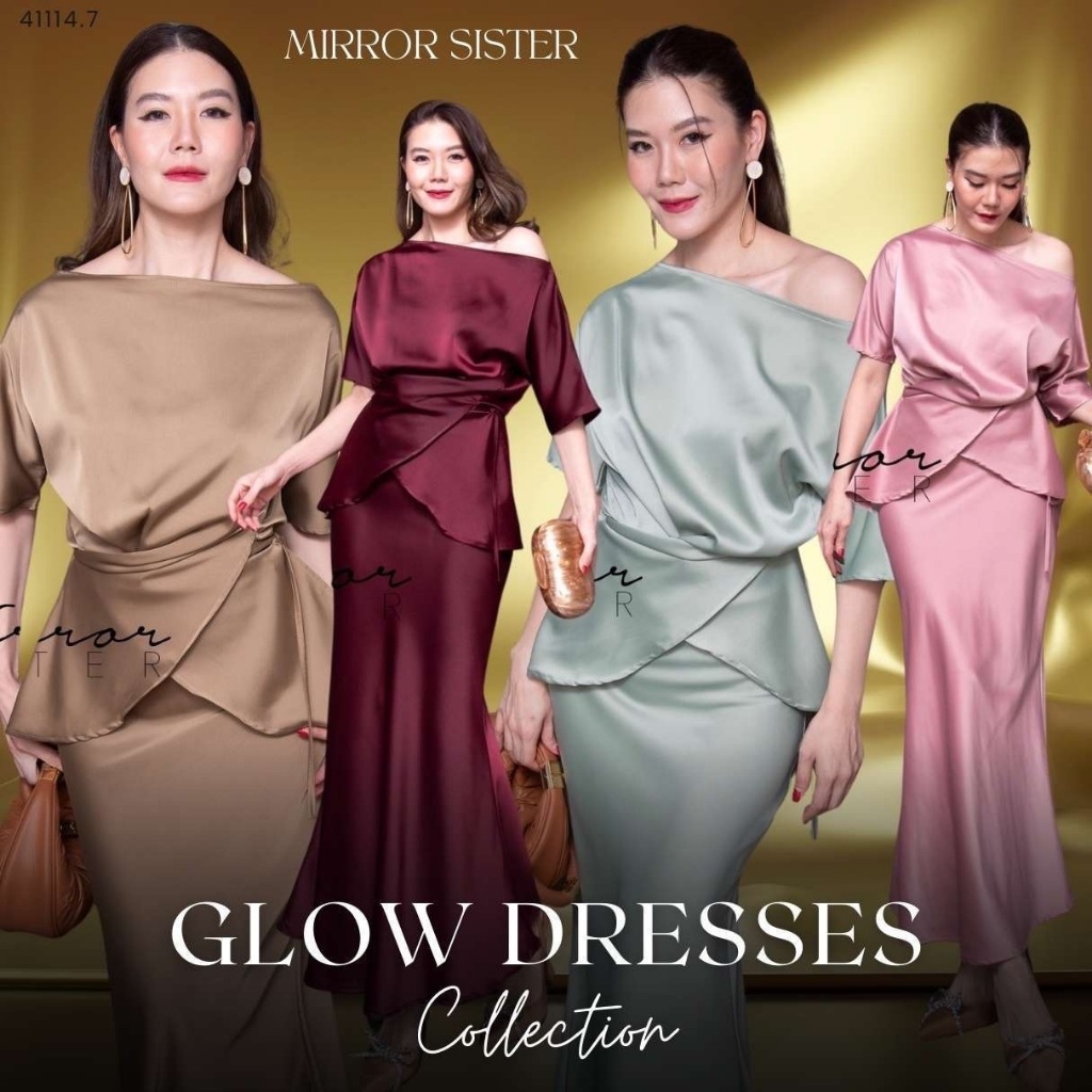 🔖Mirrorsister  41114.7 ชุดเซ็ท เสื้อคอปาดไหล่เบี่ยง ชายเสื้อจับไขว้หางปลา แมชคู่กับกระโปรงทรงmermaid เนื้อผ้าใส่สบาย
