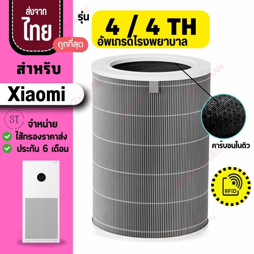 ไส้กรอง 4, 4TH สำหรับ xiaomi รุ่น 4 4lite 4Pro H13 Purifier Filter Air filter สีเทา Hepa สำหรับ เสี่