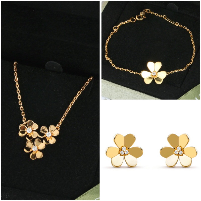 สร้อยคอ+สร้อยข้อมือ+ต่างหูVca งานสวย งานคุณภาพVIP ปั๊มแบรนด์ครบ งานเทียบงานสวยเป๊ะ ส่งจากไทย🇹🇭