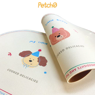 Petcho แผ่นรองจานสัตว์เลี้ยง แผ่นรองจานอาหารสัตว์เลี้ยง หนัง PU กันน้ำ ทนทาน ล้างง่าย กันลื่น Pet Food Bowl Pads