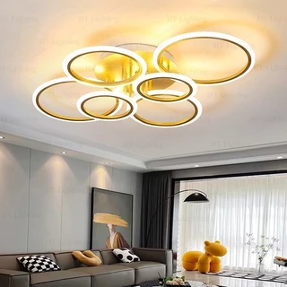 ห้องนั่งเล่นโคมระย้าโคมไฟนอร์ดิกที่เรียบง่ายรอบโคมไฟห้องนอน LED โคมไฟเพดานห้องรับประทานอาหารที่ทันสมัย