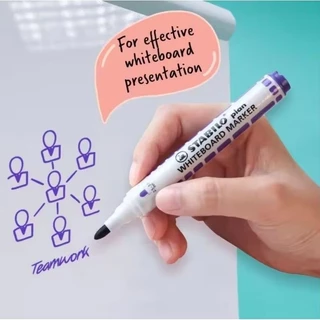STABILO ปากกาไวท์บอร์ด PLAN ชนิดหัวกลมและหัวตัด Whiteboard Marker Pen ลบออกง่าย ไม่มีกลิ่นฉุน (ราคาต่อ 1 แท่ง)