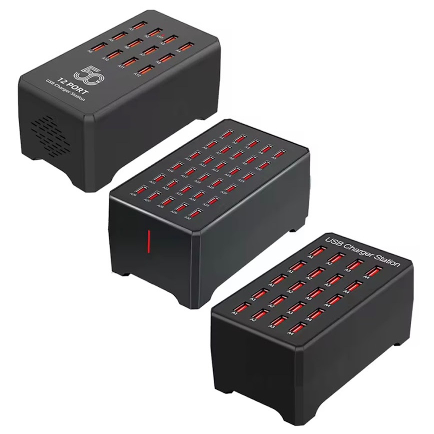 2025 10/12/20/30/40/60 พอร์ต USB ชาร์จโทรศัพท์ Station Power Adapter Station Fast Charger สำหรับ โทรศัพท์ charger