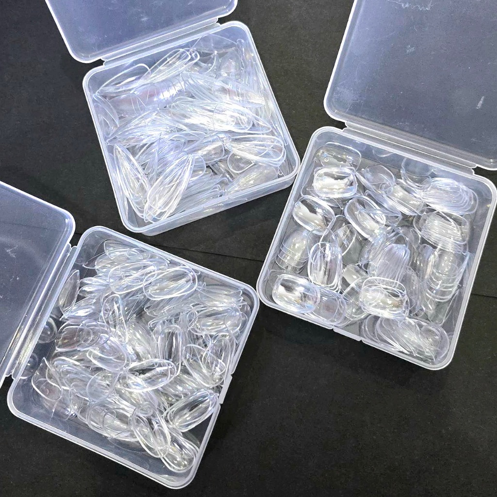 Tip PVC เล็บปลอมฝึกสีใส หลายตัวเลือก กล่องเหลี่ยม สำหรับฝึกทำเล็บ,ทำชาร์ตโชว์สี moding