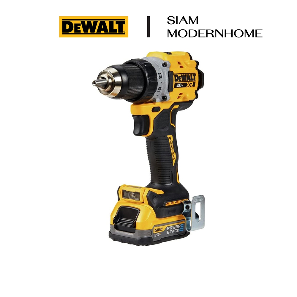 DEWALT สว่านกระแทกไร้สายไร้แปรงถ่าน 20V Max พร้อมแบตเตอรี่ Power Staack 3.5AH 1 ก้อน รุ่น DCD806S1T-