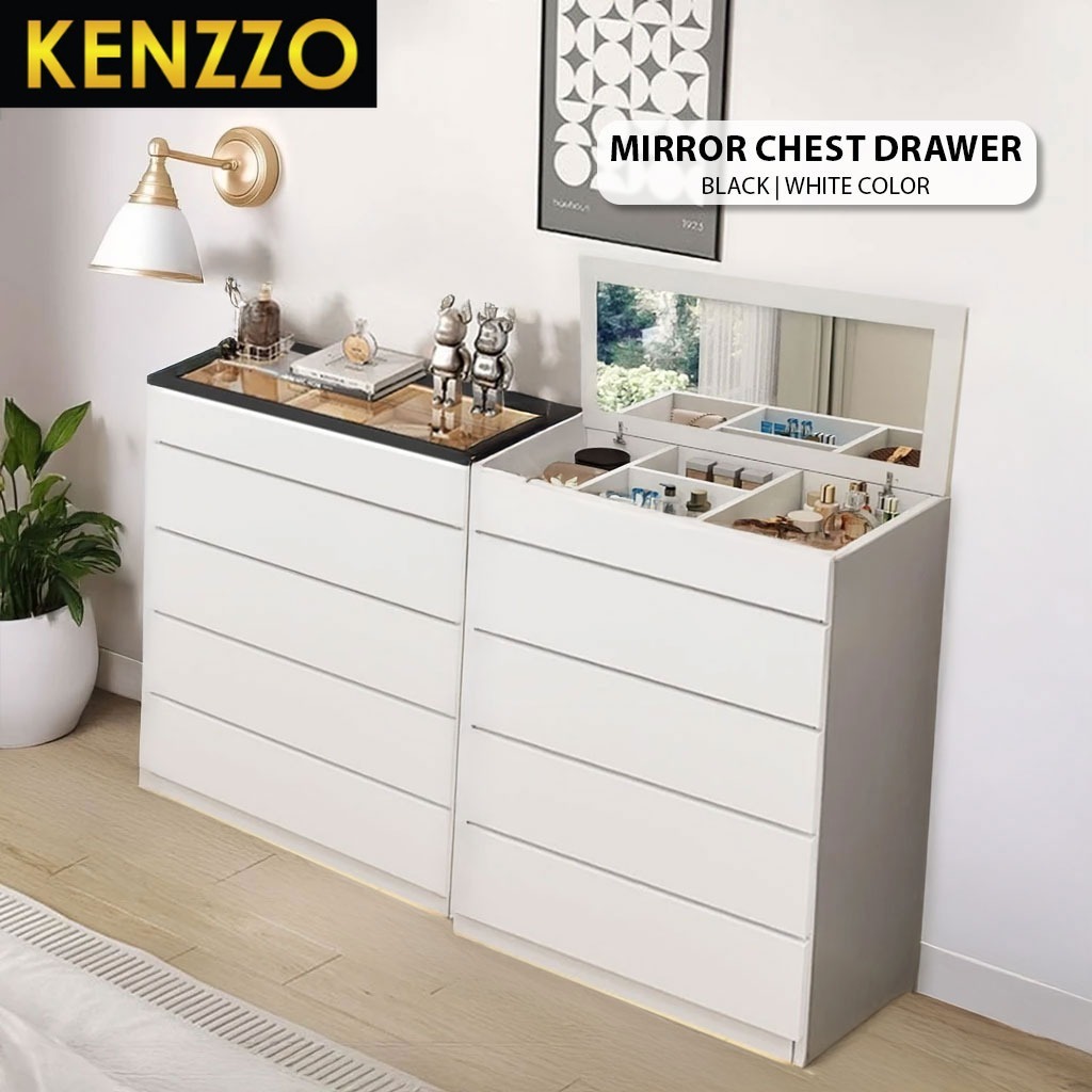 พร้อมส่ง Kenzzo!! ลิ้นชัก 4 ชั้น ลิ้นชักกระจกเงา โต๊ะเครื่องแป้ง  ตู้จัดระเบียบเครื่องสำอาง ตู้อเนกป