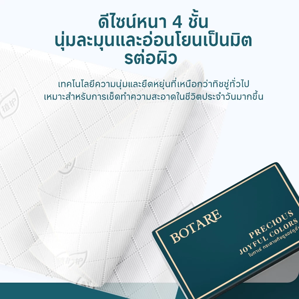 Botare ซอฟท์แพ็ค กระดาษเช็ดหน้า 4 ชั้น 240 แผ่น 175x140mm thumbnail 7
