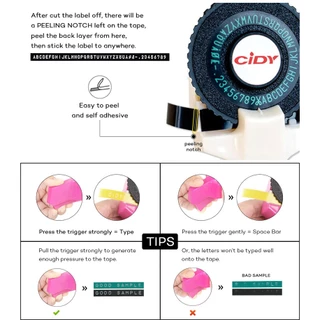 เครื่องทําฉลาก CIDY C101 DIY หลากสี พร้อมเทป 2 เทป 9mm ติดของ เขียนแบบแมนนวล หรือเติมลายนูน 3D 9 มม. 3 ชิ้น MOTEX E101