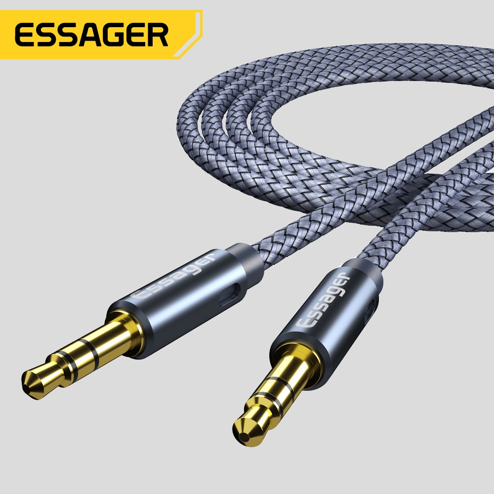Essager Aux แจ็คสายออดิโอ3.5Mm ถึง3.5Mm อะลูมินัมอัลลอยสายเคเบิลต่อขยายเสียงอุปกรณ์แม่เหล็กรถไฟสายออดิโอ