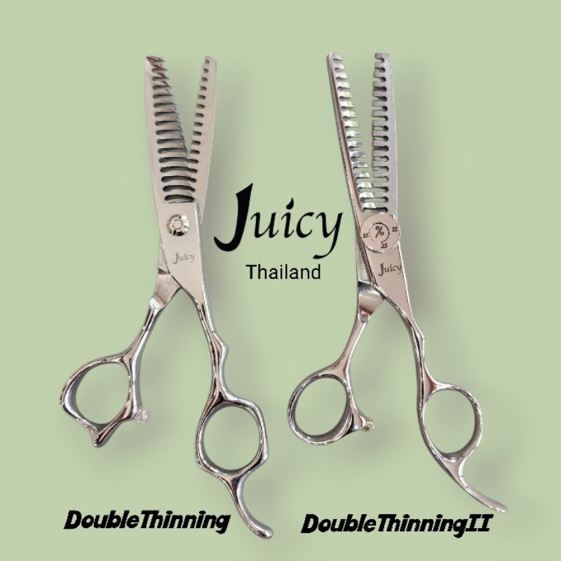 Juicy Double Thinning 6นิ้ว กรรไกรฟันปลาสองด้าน กรรไกรฟันปลาดับเบิ้ล กรรไกรฟันปลาซอยผม ปรับ% ปรับเปอร์เซ็นต์ ได้ 5ระดับ