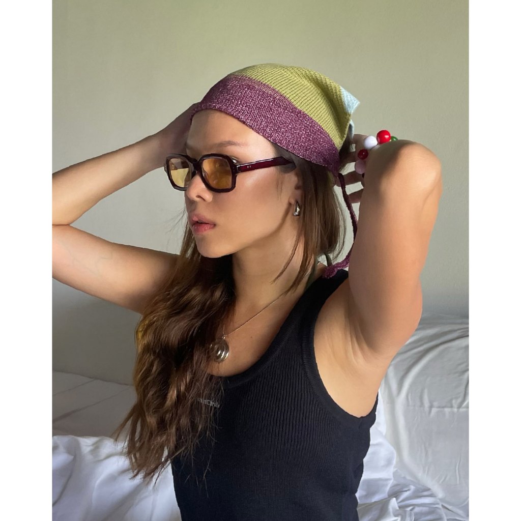 knitCircle - WAVES Hair scarf (4 สี) ผ้าโพกหัวไหมพรม ทอไล่สีสามสเตป มีเชือกผูกด้านหลัง