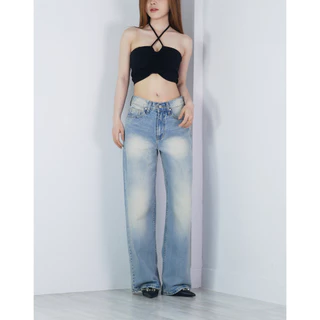 VALAW - Lowy Jeans กางเกงยีนส์เอวต่ำขากระบอกกลางกึ่งใหญ่