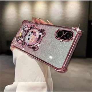 เคสหมี LOVE กริตเตอร์ สำหรับ Samsung A07 A08 A06 4G/5G A05 A12 S24Ultra S26 S26+ S26Ultra กันกระแทก น่ารัก ตั้งได้