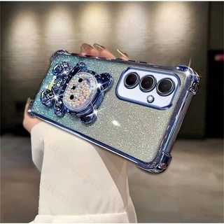เคส หมี LOVE กริตเตอร์ สำหรับ Samsung S26FE S25FE A18 A27 S24FE A17 A57 A37 A36 A56 A16 A55 A02S A03S กันกระแทก ตั้งได้