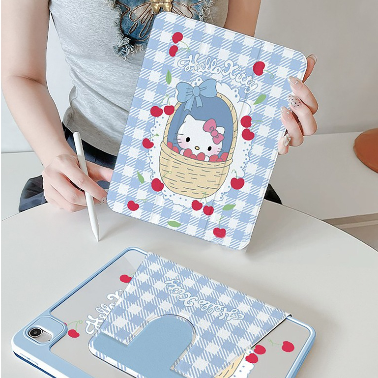 ⚡พร้อมส่ง⚡case iPad Gen12 Air6 Air7 Air8Gen11 ที่ใส่ปากกา เชอร์รี่Kitty เคสiPadหมุน 360° Gen10 Gen9