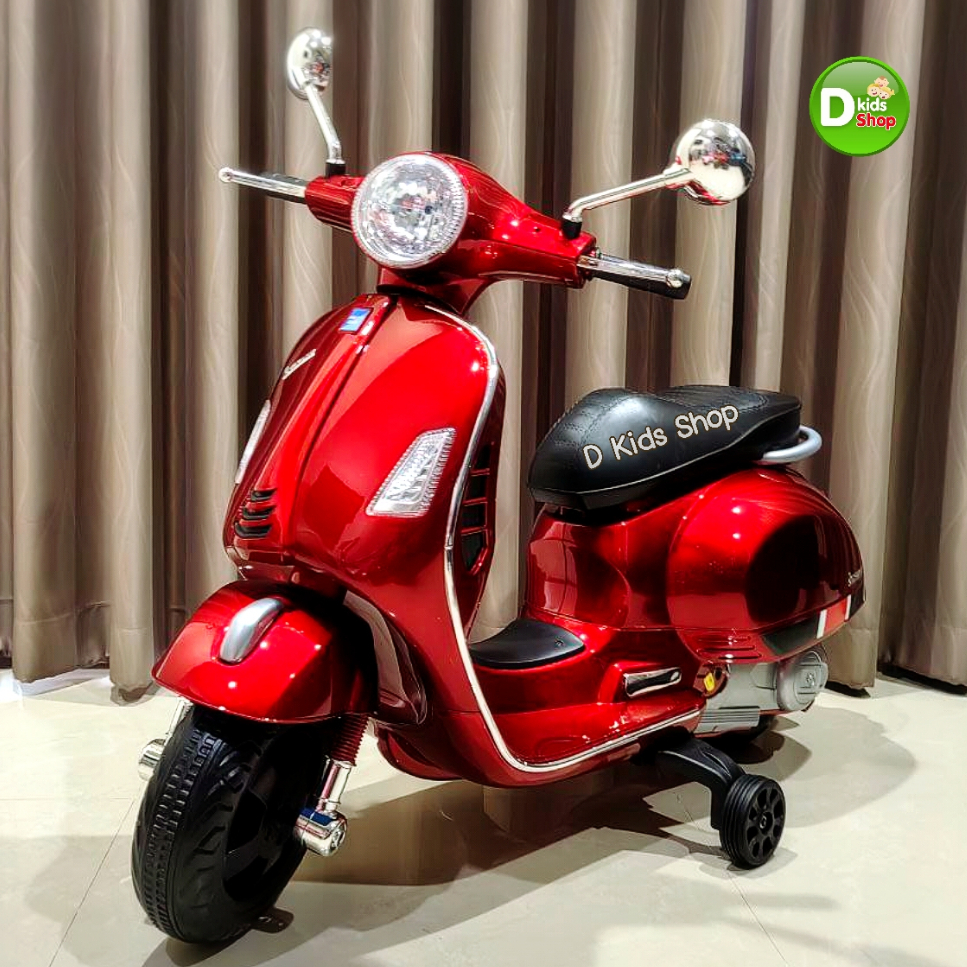 V7 รถมอเตอร์ไซค์เด็ก ทรงเวสป้า สีอบเงา รถเด็ก รถเวสป้าเด็ก Vespa Battery) รุ่นใหม่  สวยมาก