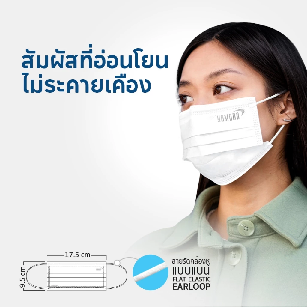 (50ชิ้น/กล่อง) หน้ากากอนามัย ป้องกันเชื้อไวรัสและแบคทีเรียกรองฝุ่นละออง รุ่น 3031 YAMADA thumbnail 7
