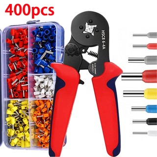 🚚ชุดคีม คีม ย้ำหางปลา คอร์ดเอ็น400 ชิ้น End Crimping Connector Terminals kit คีมย้ําหางปลาไฟฟ้า หางปลาสายไฟ HSC86-6-4A