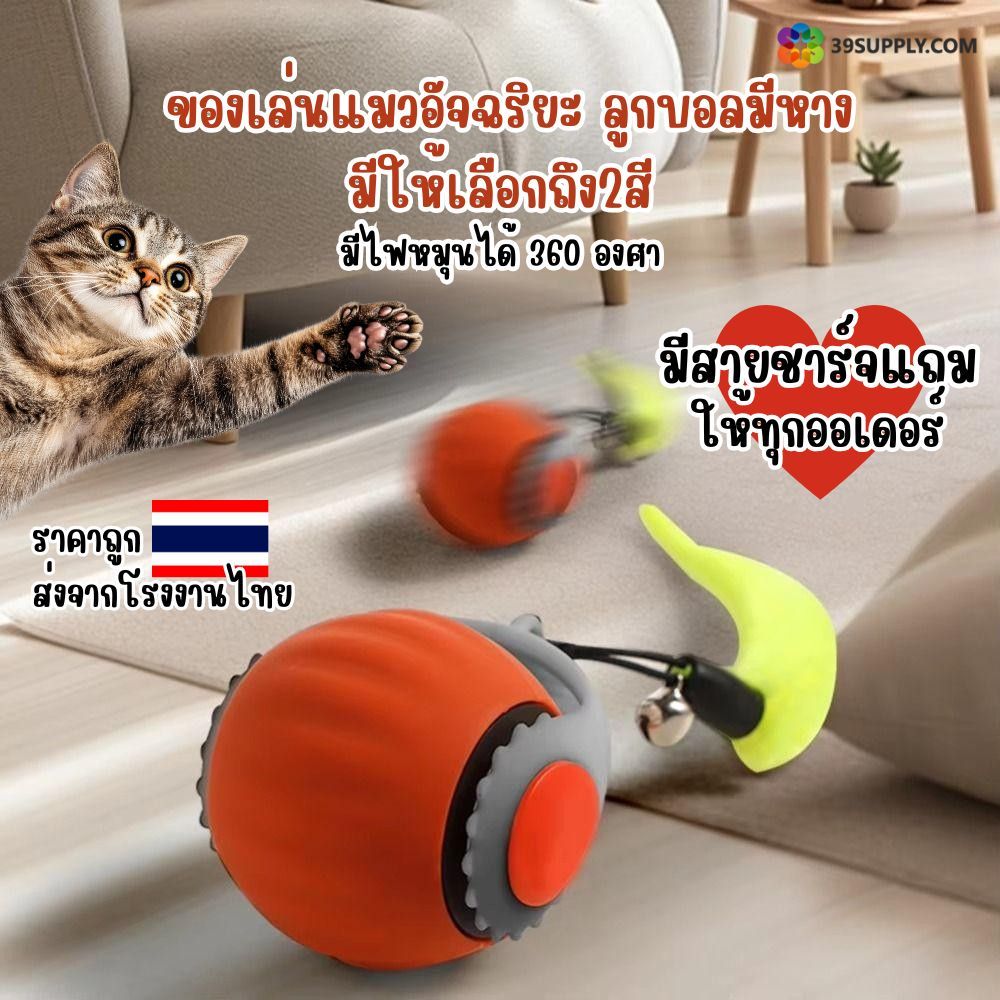 ของเล่นแมว ของเล่นแมวอัจฉริยะ ลูกบอลมีหาง มีให้เลือกถึง2สี ส่งตรงจากไทย