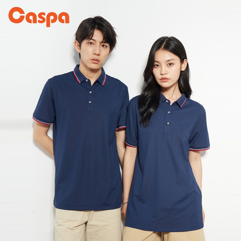 Caspa รุ่น499 Polo ผ้าฝ้ายแท้ คอปกแถบสี ใส่ได้ทั้งผู้ชาย-ผู้หญิง ราคาถูก