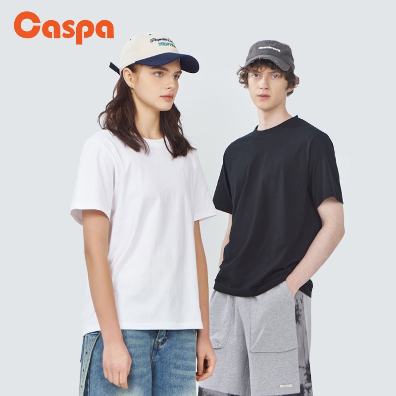 Caspa รุ่น496 เสื้อยืดคอกลม สีพื้น ใสสบาย ผ้าฝ้ายแท้100% ใส่ได้ทั้งผู้ชาย-ผู้หญิง