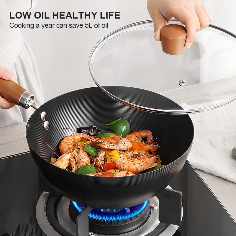 SUPVIBE กระทะเหล็ก กระทะเหล็กเผา 24cm ขนาดเล็ก ไม่เคลือบผิว ใช้ได้กับเตาทุกประเภท สามารถแขวนได้ - รูปที่ 6