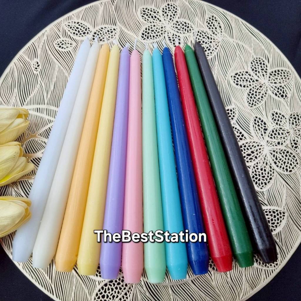 เดอะเบสท์สเตชั่น เทียนเทปเปอร์ 10นิ้ว แพ็ค/6ชิ้น เลือกสีได้  Tapper Candles 6Stick/Pack.