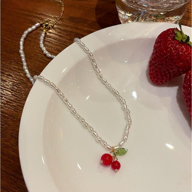 [จัดส่งในกทม] MOYENNE สร้อยคอโซ่ จี้ลูกปัดไข่มุก เชอร์รี่ แฟชั่นฤดูร้อน สร้อยคอ หรูหราละเอียดอ่อน หวานสไตล์เกาหลี - รูปที่ 5