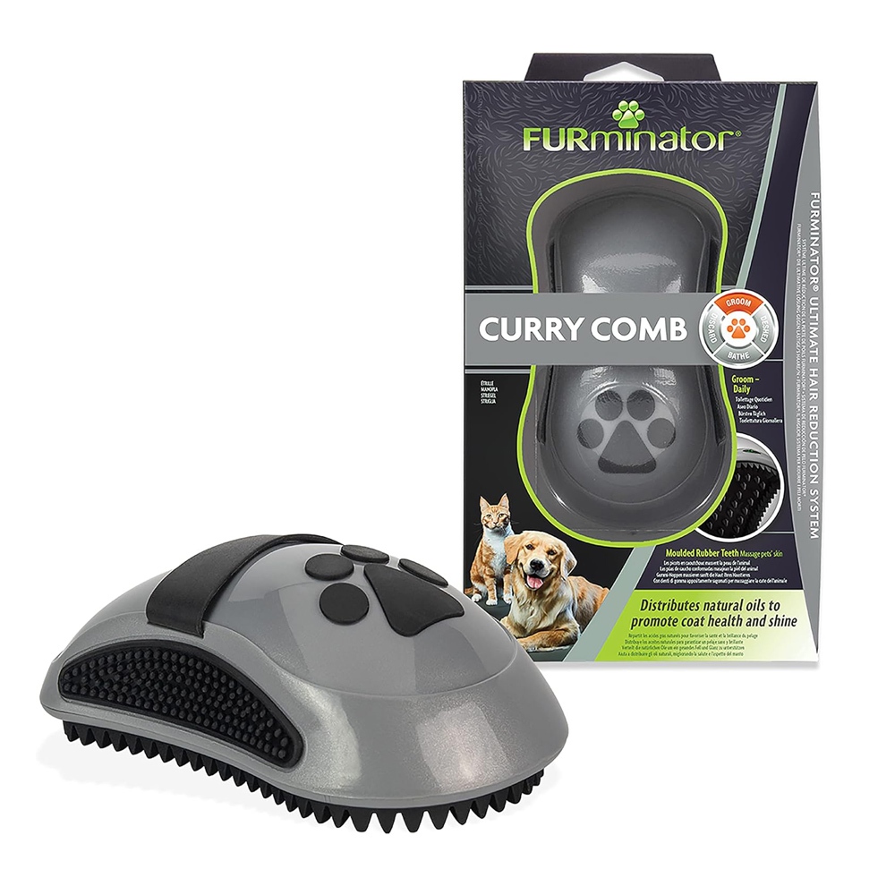 FURminator Curry Comb แปรงขนสำหรับสุนัขและแมว ซี่ยาง แนะนำขนสั้น ขนยาวปานกลาง