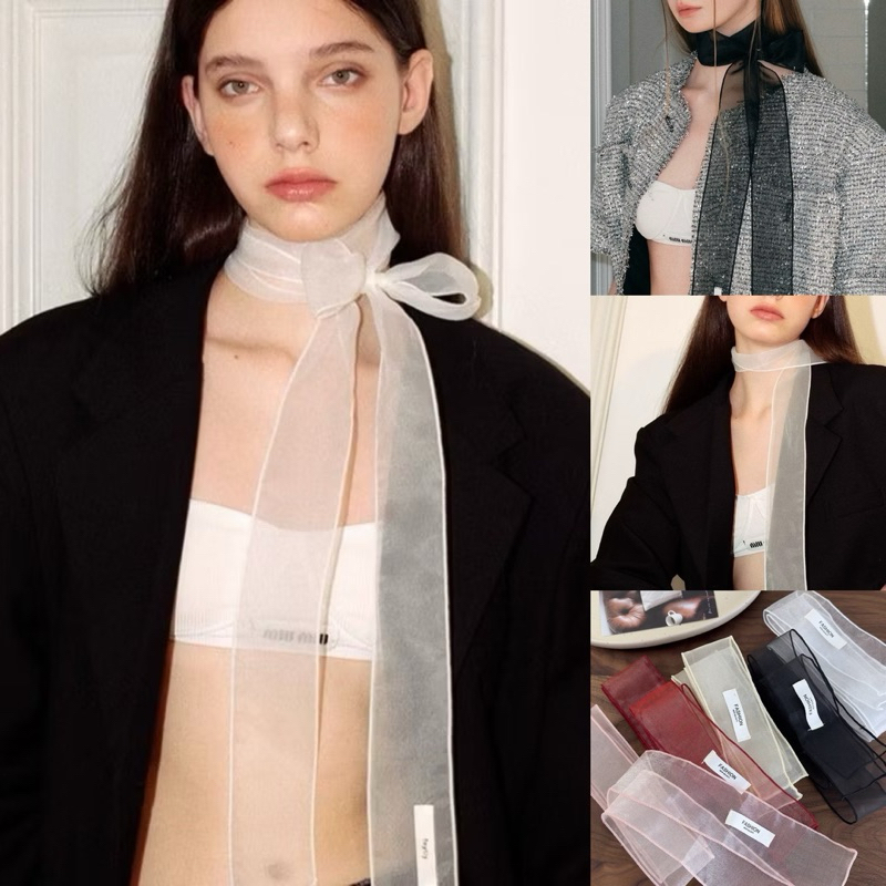 [Mimmuffin] choker ผ้าแก้วออกงาน โบว์ผูกผม ริบบิ้นผูกผม