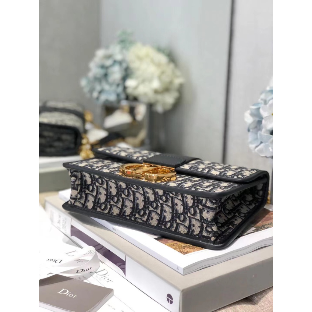 👜ดิออร์ Dior 👜 Lady East-West series blue jacquard canvas hand bill shoulder bag crossbody bag chain bag