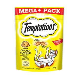 TEMPTATIONS Mega Pack 160 g. เทมเทชั่น ขนมแมวสอดไส้ครีม ถุงใหญ่ มีซิปล็อค 160 กรัม