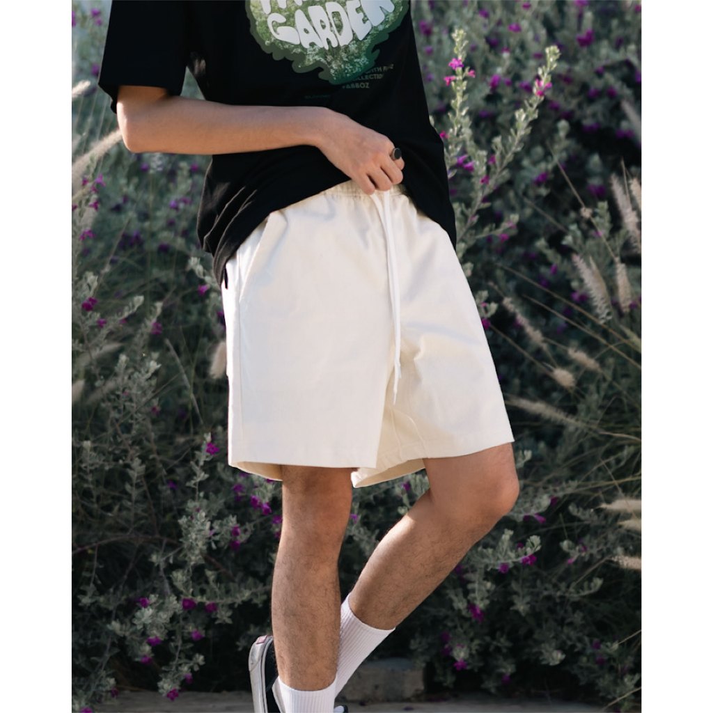 Fabboz กางเกงขาสั้นลูกฟูกเอวยืด แนวสตรีท unisex รูปที่ 3