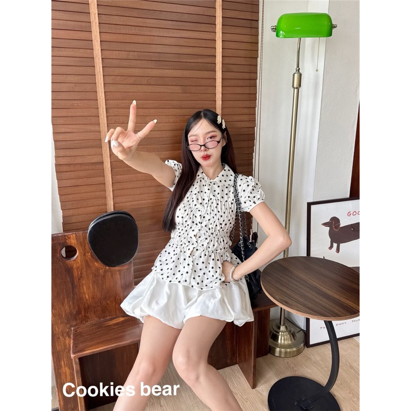 Cookies bear เสื้อเชิ้ตคอบัวแขนตุ๊กตา ตัวยาว สม็อคตัว ราคา ถูกที่สุด ดีลบีเคเค แกลเลอรีภาพที่ 4