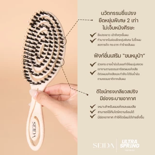 ใหม่ [หวีขนหมูเด้งดึ๋ง] Seida Natural Boar Bristle Ultra Spring | ผมเรียบสวย เงางาม ไม่ดึงรั้งเส้นผม ด้วยแปรงขนหมูป่า