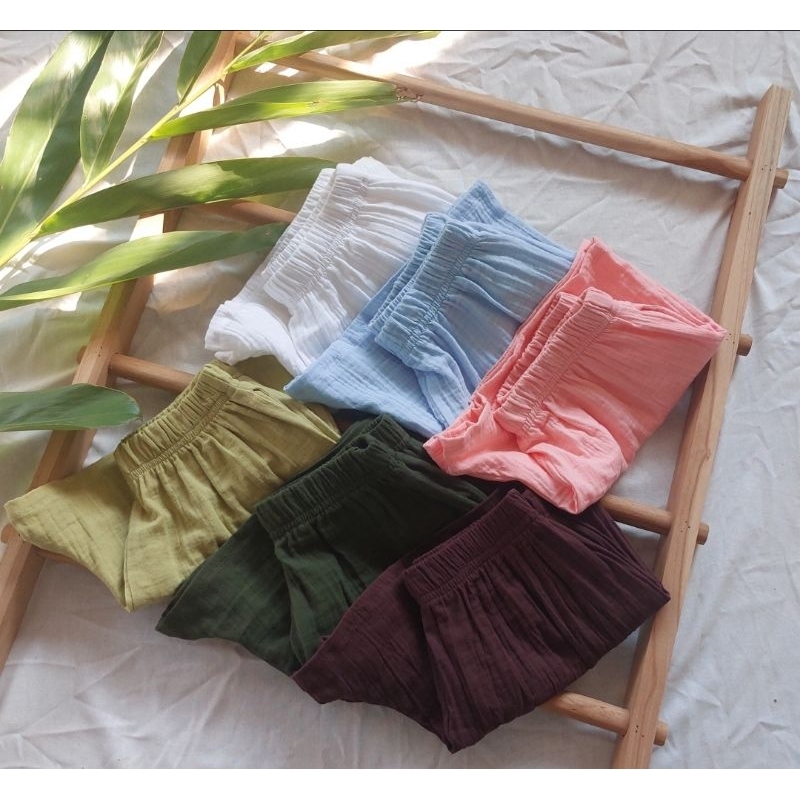 กางเกงขาสั้น  สาลูย่น2ชั้น กางเกงผ้าฝ้าย - รูปที่ 6