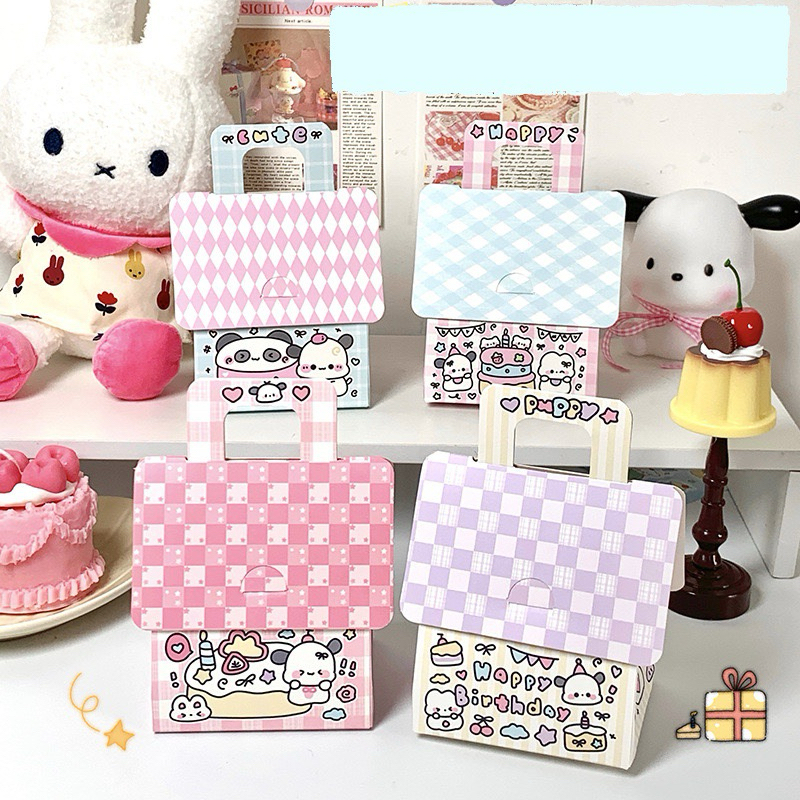 กล่องของขวัญทรงบ้านลายน่ารัก พร้อมหูหิ้ว | กล่องใส่ขนม ของขวัญวันเกิด ของชำร่วย