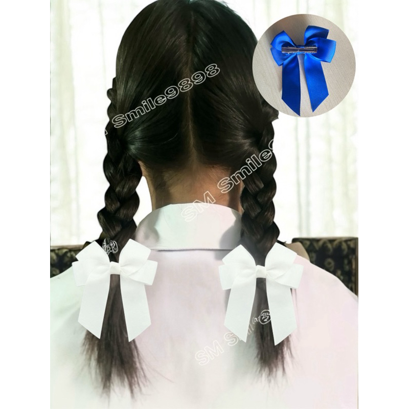 [New]กิ๊บติดโบว์นักเรียน โบว์นักเรียน 4แฉก เทปซี่โครง ราคา/คู่