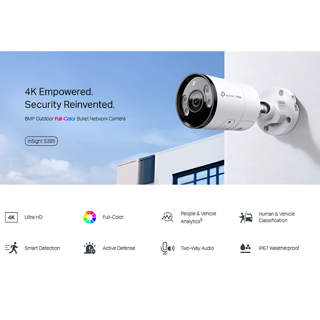 🛵มีส่งด่วน💨 TP-Link VIGI INSIGHT S385 2.8MM 8MP Bullet  Network Camera กล้องวงจรปิด รับประกัน 3 ปี