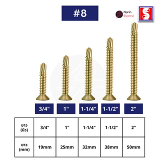 สกรูปลายสว่าน สกรูเจาะเหล็ก สกรูยึดหลังคาซีแพคโมเนีย Self Drilling Screw หัว F #8